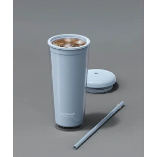 Ly nhựa 2 lớp LocknLock kèm ống hút Macaron Double Wall Cold Cup 750ml-HAP533