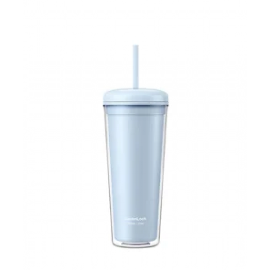 Ly nhựa 2 lớp LocknLock kèm ống hút Macaron Double Wall Cold Cup 750ml-HAP533