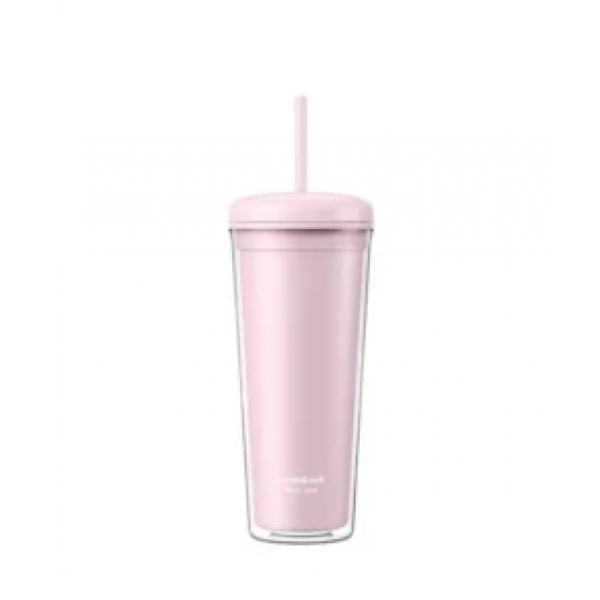 Ly nhựa 2 lớp LocknLock kèm ống hút Macaron Double Wall Cold Cup 750ml-HAP533