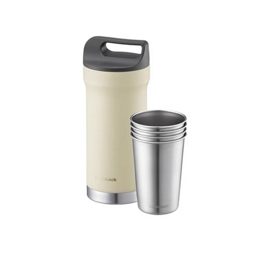 Bình Giữ Nhiệt Bằng Thép Không Gỉ Locknlock Hybrid Tumbler Set 420Mlx1/190Mlx4 - 2 Màu (Màu Be, Màu Xanh Lá) - LHC4303BEG