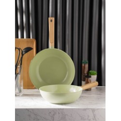 Chảo nhôm lòng sâu Odyssey chống dính Ceramic tay cầm gỗ Kims Cook 24 cm - 28cm có hộp