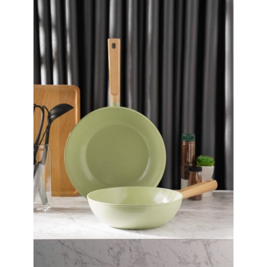 Chảo nhôm Odyssey chống dính Ceramic tay cầm gỗ Kimscook  24 cm
