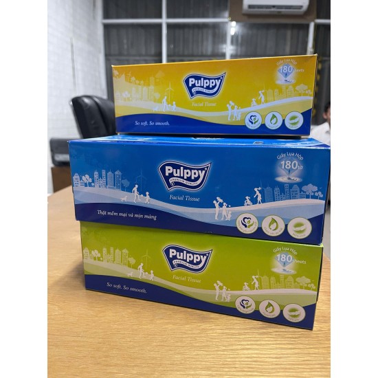 Khăn Giấy Hộp Giấy Rút Pulppy 2 Lớp Mềm Mịn Siêu Dai 180 Tờ Bịch 5 Hộp