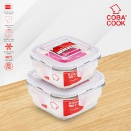 Bộ 2 hộp thủy tinh hình vuông lớn 520ml và 800ml CCS5S82
