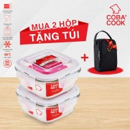 Bộ COBA'COOK 2 hộp vuông 320ml TẶNG 1 túi giữ nhiệt vừa 3 hộp 320ml - CCS32BL
