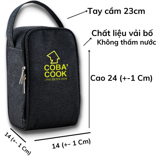 Túi đựng hộp  hình chữ nhật logo COBA'COOK 3 hộp dung tích 370 và 400 ml-CBBL