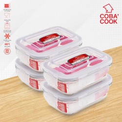Bộ 4 hộp đựng thực phẩm trữ thức ăn hình chữ nhật - CCL34