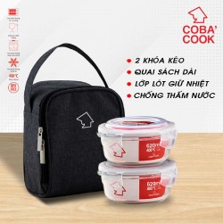 Bộ 2 hộp đựng thực phẩm hình tròn tặng 1 túi hình vuông - CCR62BS