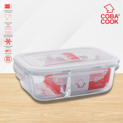Hộp thủy tinh chịu nhiệt COBA'COOK chia 2 ngăn  640ml- CBHL640N