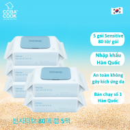 Combo 5 Khăn ướt em bé Bebesup Light hương tự nhiên gói 80 miếng