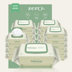 Combo 10 Khăn ướt em bé Bebesup Zero hương tự nhiên gói 80 miếng